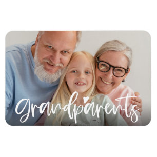 Grandparents Love Script Personalized Photo Gift Magnet