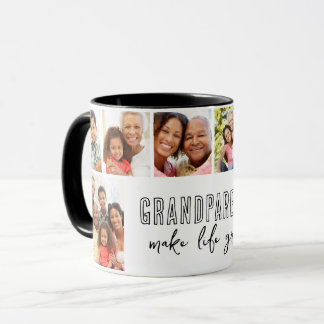 Grandparents Make Life Grand 8 Photo Family Gift Mug