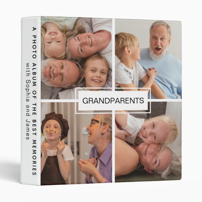 Grandparents Modern 4 Photo Album Personalized Binder (Front/Spine)