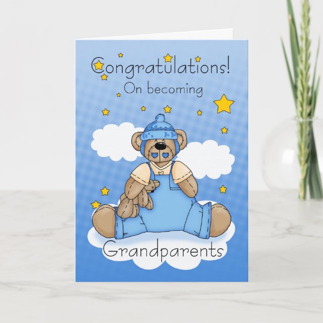 Grandparents New Baby Boy Congratulations Card (Front)
