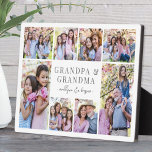 Grandparents Photo Collage Plaque<br><div class="desc">Personalized "Grandpa & Grandma" Photo Plaque with Easel Stand. This simple and elegant photo plaque is a beautiful way to showcase cherished memories. The design features space for eight photos, arranged in a border around the edges while keeping the focus on the meaningful text in the centre. At the centre,...</div>