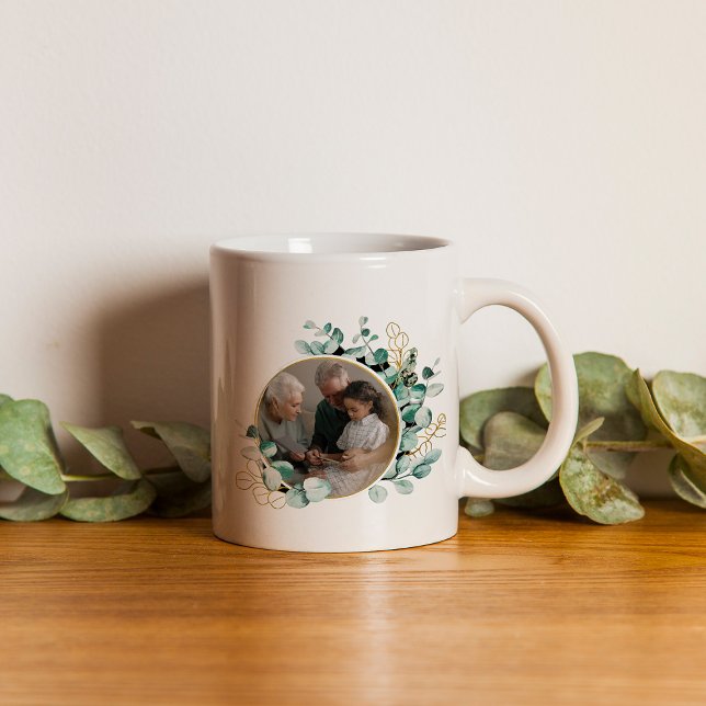 Grandparents photo eucalyptus Wreath Coffee Mug (Creator Uploaded)
