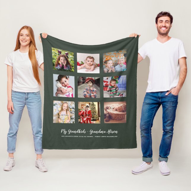 GRANDPARENTS PHOTO GIFTS - Green Fleece Blanket (In Situ)