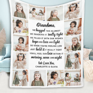 Grandparents Poem 14 Photo Collage Grandma  Fleece Blanket
