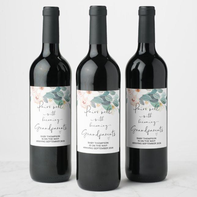Grandparents Pregnancy Announcement for Parents Wine Label (Bottles)