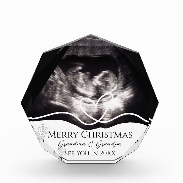 Grandparents Pregnancy Announcement Ultrasound Photo Block (Front)