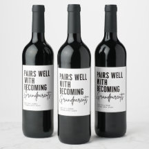 Grandparents Pregnancy Announcement Wine Labels