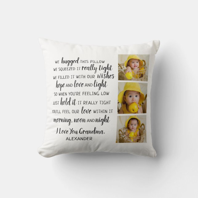 Grandparents Quote Photo Collage Throw Pillow (Front)