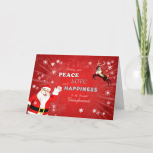 Grandparents, Santa and a Reindeer Holiday Card