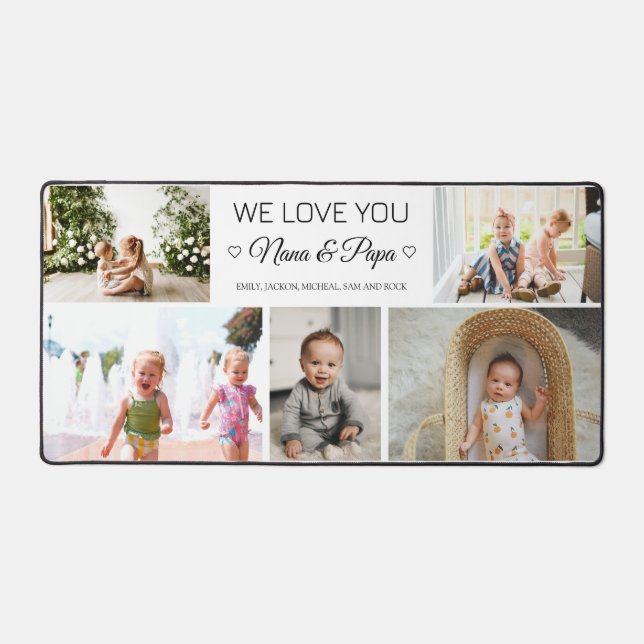 Grandparents Simple Sweet 5 Photo Collage Desk Mat (Front)