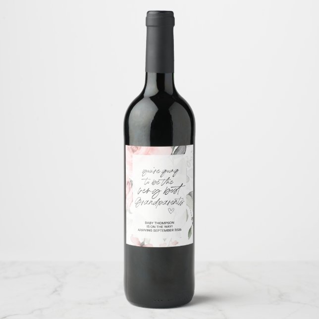 Grandparents to be Pregnancy Announcement New Baby Wine Label (Front)