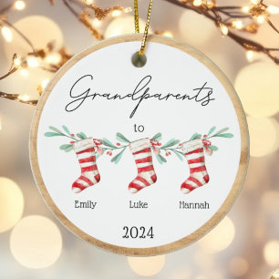 Grandparents to Grandkids Christmas Stockings Ceramic Ornament