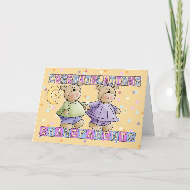 Grandparents To New Baby Twins Congratulations Card (Front)