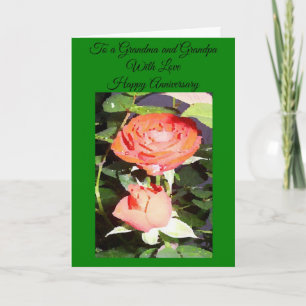 Grandparents Wedding Anniversary Card Red Rose