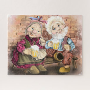 Grandparents with Beer Puzzle Gift Fun - Painting