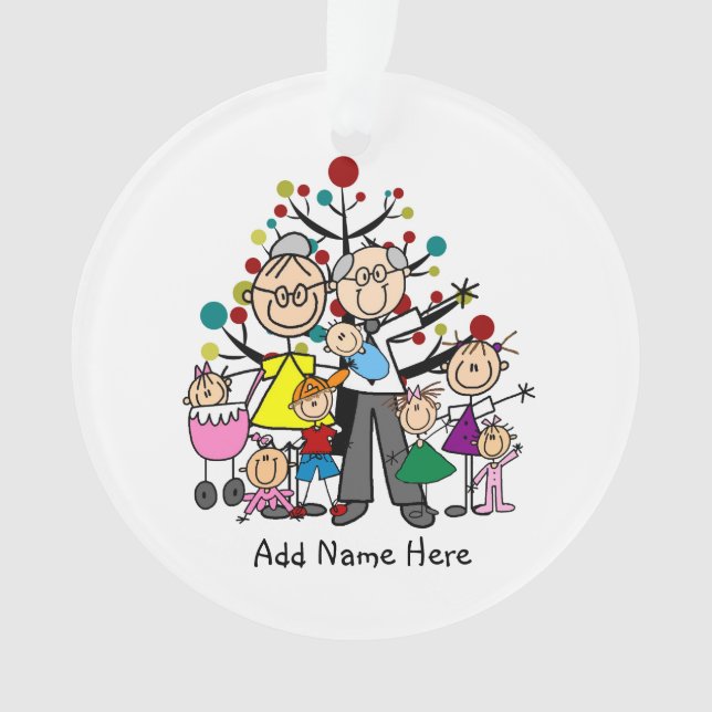 Grandparents With Seven Grandchildren Ornament (Front)