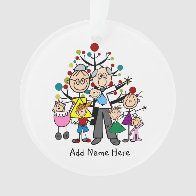 Grandparents With Six Grandchildren Ornament (Front)