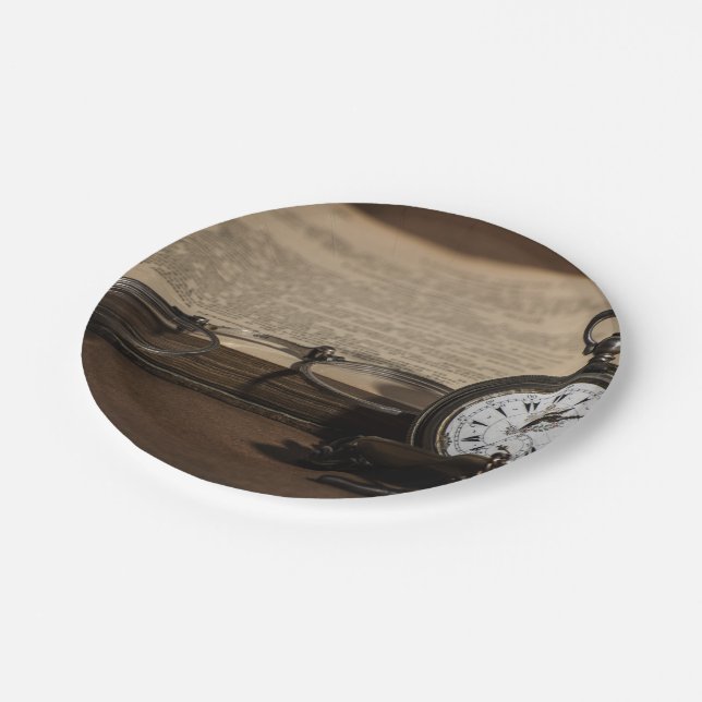 Grandpa's Antique Watch and Glasses Paper Plate (Angled)