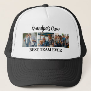 Grandpa's Crew Best Team Ever Custom 3 Photos Trucker Hat
