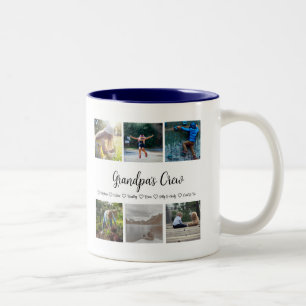 Grandpa's Crew Custom 6 Photo Grid   Two-Tone Coffee Mug