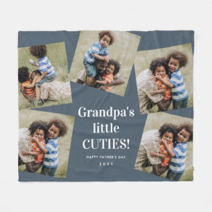 Grandpa's Cuties Photo Collage Father's Day Fleece Blanket