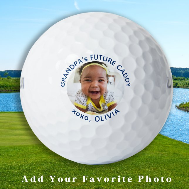Grandpa's Future Caddy Personalized Photo Golfer Golf Balls (Creator Uploaded)