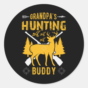 Grandpa's Hunting Buddy Grandson Hunting Buddies  Classic Round Sticker