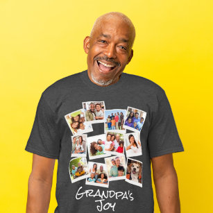Grandpa's Joy Photo Frame Collage Modern Trendy  T-Shirt