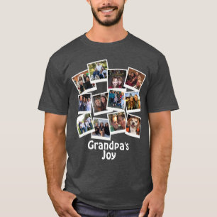 Grandpa's Joy Photo Frame Collage Modern Trendy T-Shirt