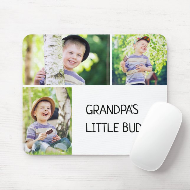 Grandpa's Little Buddy 3 Photo Child Grandson  Mouse Pad (With Mouse)
