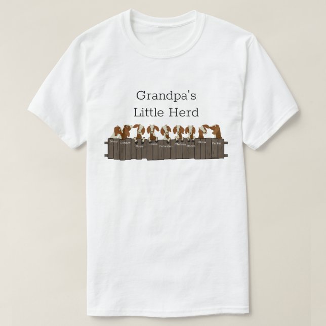 Grandpas Little Goat  Herd 9 Goats T-Shirt (Design Front)