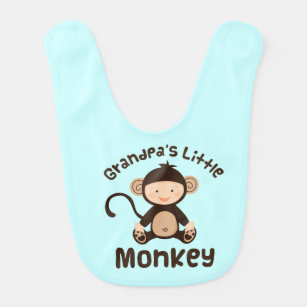 Grandpa's Little Monkey Baby Boy Bib