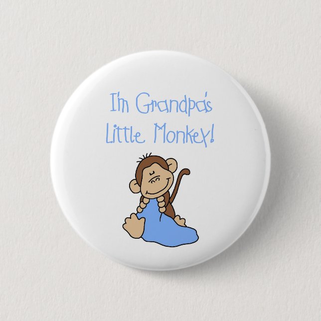 Grandpa's Little Monkey - Blue Tshirts and Gifts 2 Inch Round Button (Front)