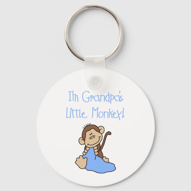 Grandpa's Little Monkey - Blue Tshirts and Gifts Keychain (Front)