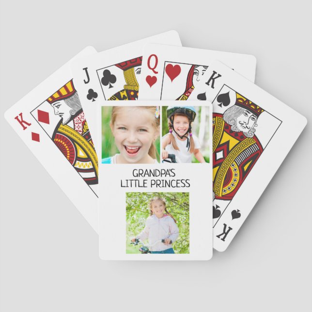 Grandpa's Little Princess 3 Photo Granddaughter Playing Cards (Back)