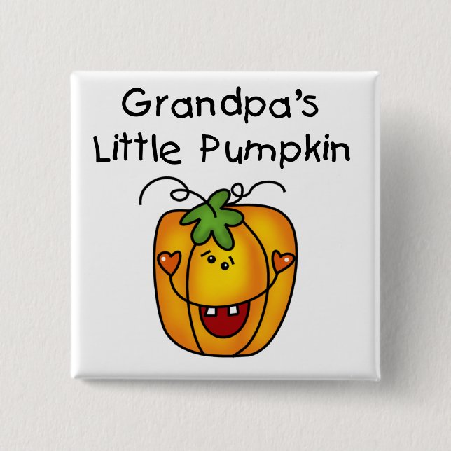 Grandpa's Little Pumpkin Tshirts and Gifts 2 Inch Square Button (Front)