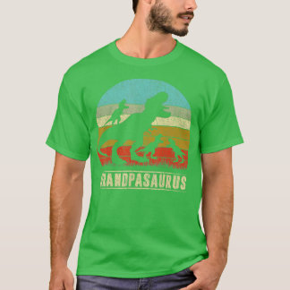 Grandpasaurus Rex Grandpa Dinosaur 3 three Kids Fa T-Shirt