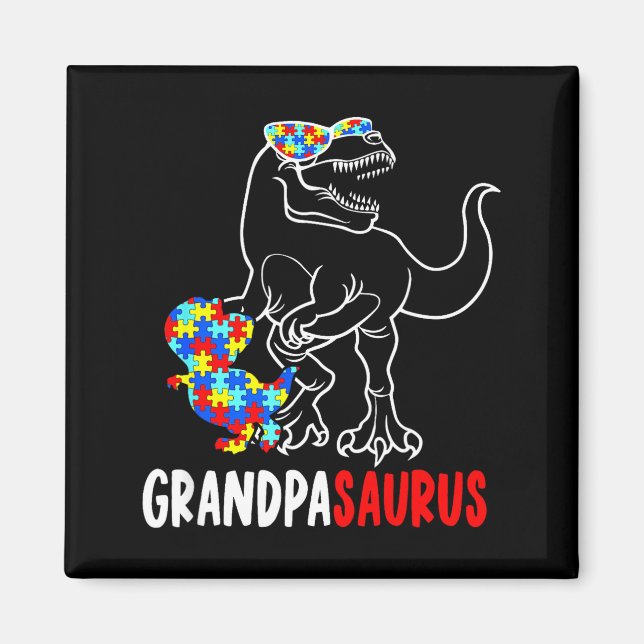 Grandpasaurus T Rex Dinosaur Autism Awareness Gran Magnet (Front)