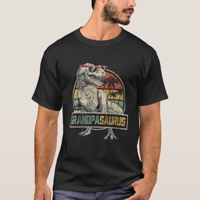 Grandpasaurus T Rex Dinosaur Grandpa Saurus Family T-Shirt (Front)