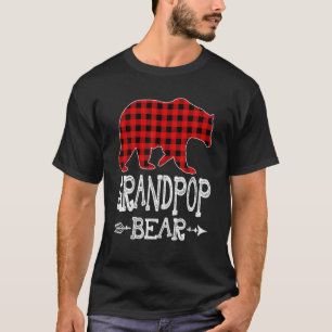 Grandpop Bear Christmas Pajama Red Plaid Buffalo F T-Shirt