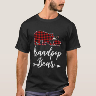 Grandpop Bear Christmas Pajama Red Plaid Matching T-Shirt
