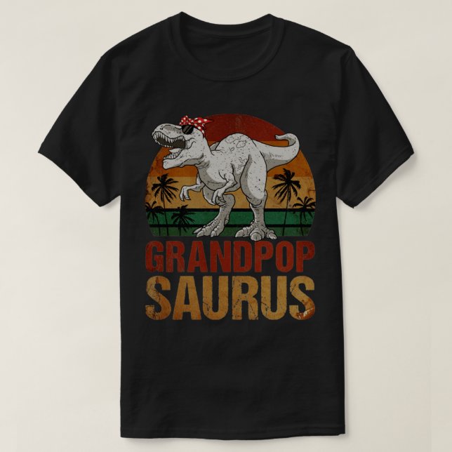 Grandpopsaurus T Rex Dinosaur Grandpop Saurus Vint T-Shirt (Design Front)
