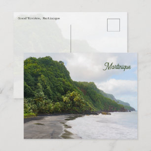 Grand'Rivière Martinique Black Sand Beach Nature Postcard
