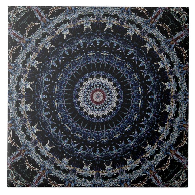 Grands carreaux de céramique de mandala bleu (Devant)