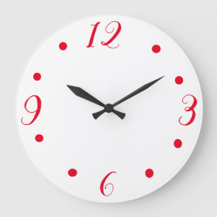 Grands nombres rouges sur une horloge blanche