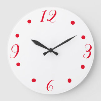 Grands nombres rouges sur une horloge blanche