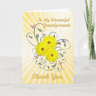 Grands-parents, Carte de remerciements aux fleurs 