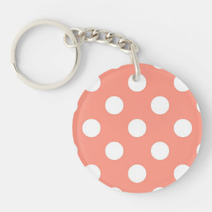 Grands points rétro - corail rose et blanc