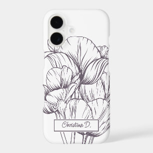 Grands Tulipes Sombres Dessin au Trait sur un Fond