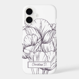 Grands Tulipes Sombres Dessin au Trait sur un Fond